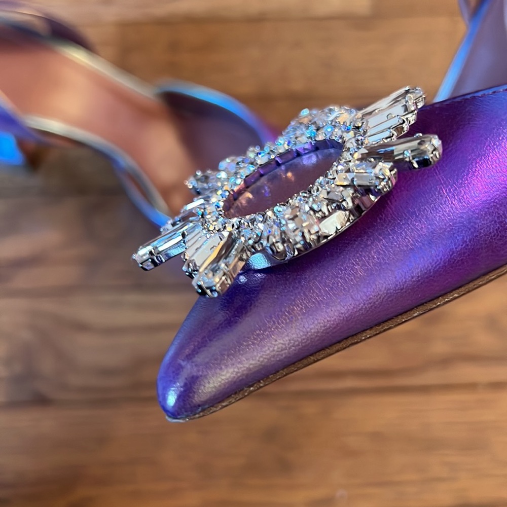 AMINA MUADDI iridescent Begum Leather Slingback Pumps - Picture 9 of 12